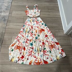 Colorful Sea Life Print Maxi Dress